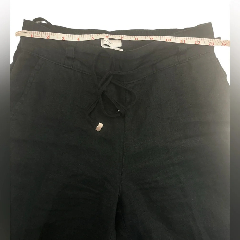 H by Halston Linen Wide Leg Ankle Crop Pants in Black with Pockets S - Picture 7 of 11